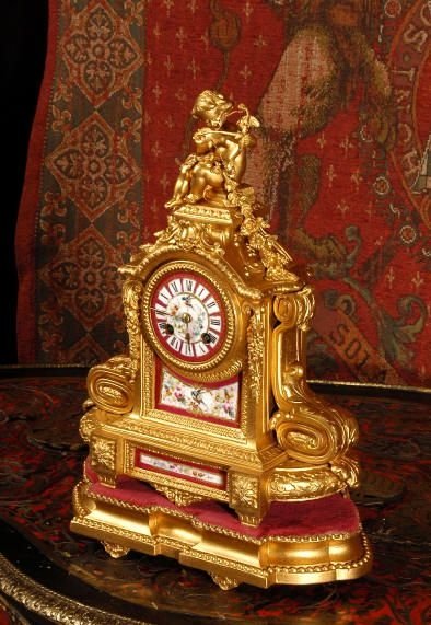 ***** Sold ***** Stunning Sevres Porcelain and Gilt Metal Boudoir Clock.